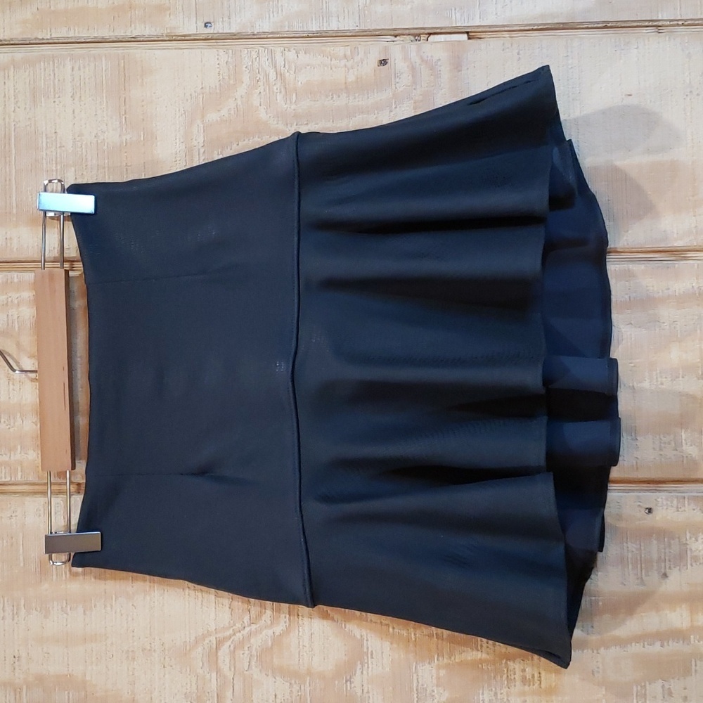 David Lerner New York Black Flounce Peplum Skater Mini Skirt Size S